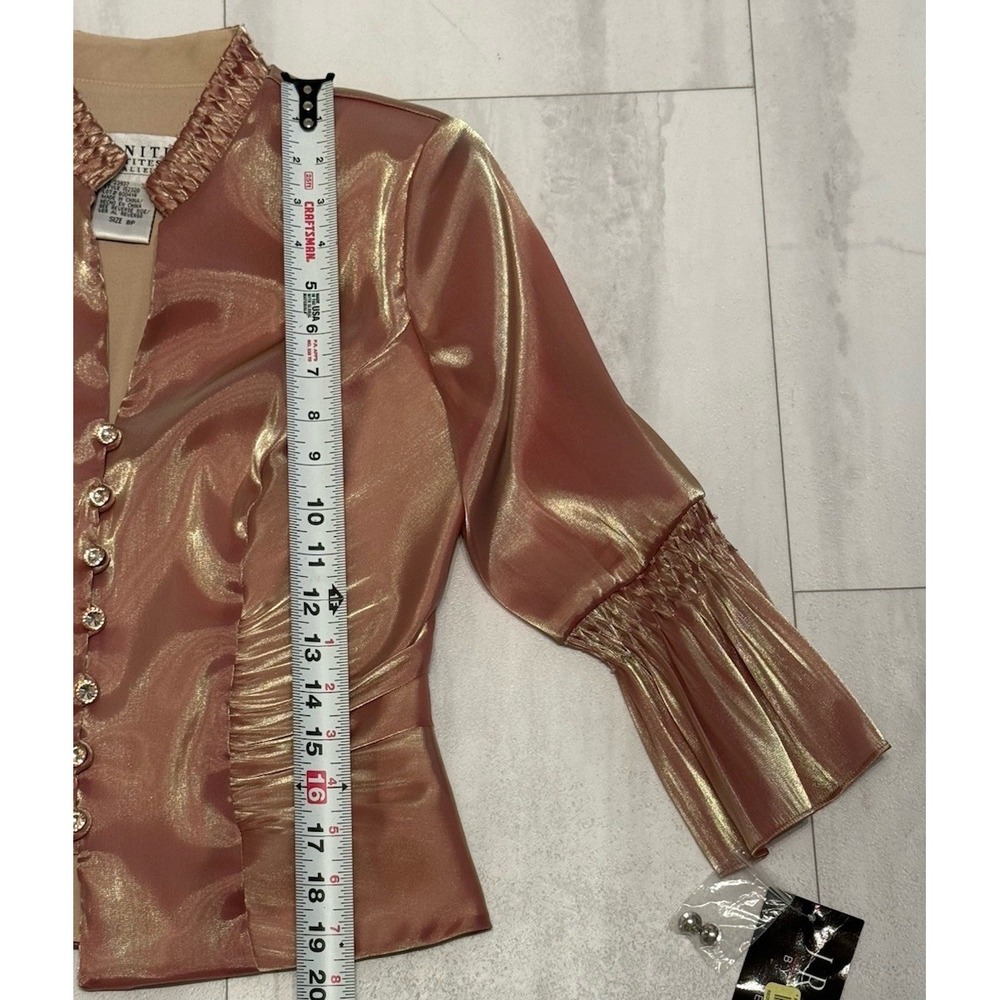 Vintage J.R. Nites Evening Top Sz 8 Gold Rhinestone Button Beaded Trim NWT Rare - Picture 10 of 14